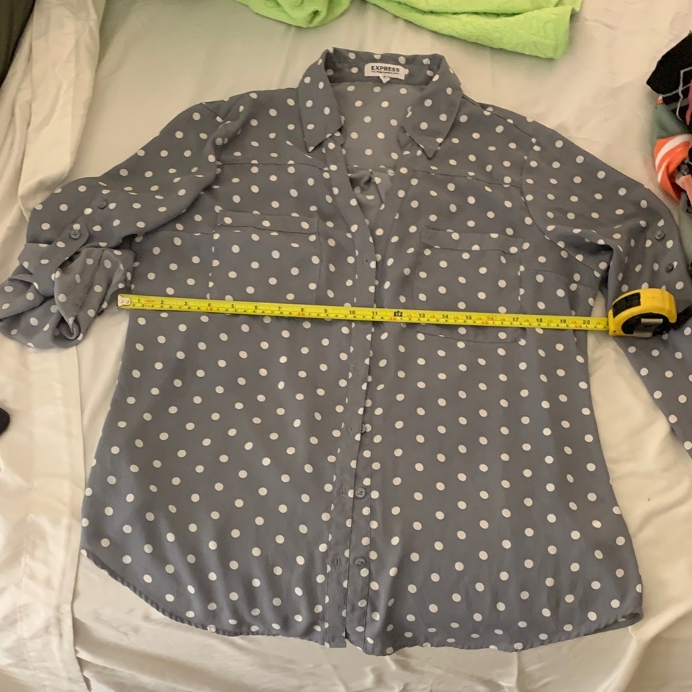 Express Gray Polka Dot Blouse